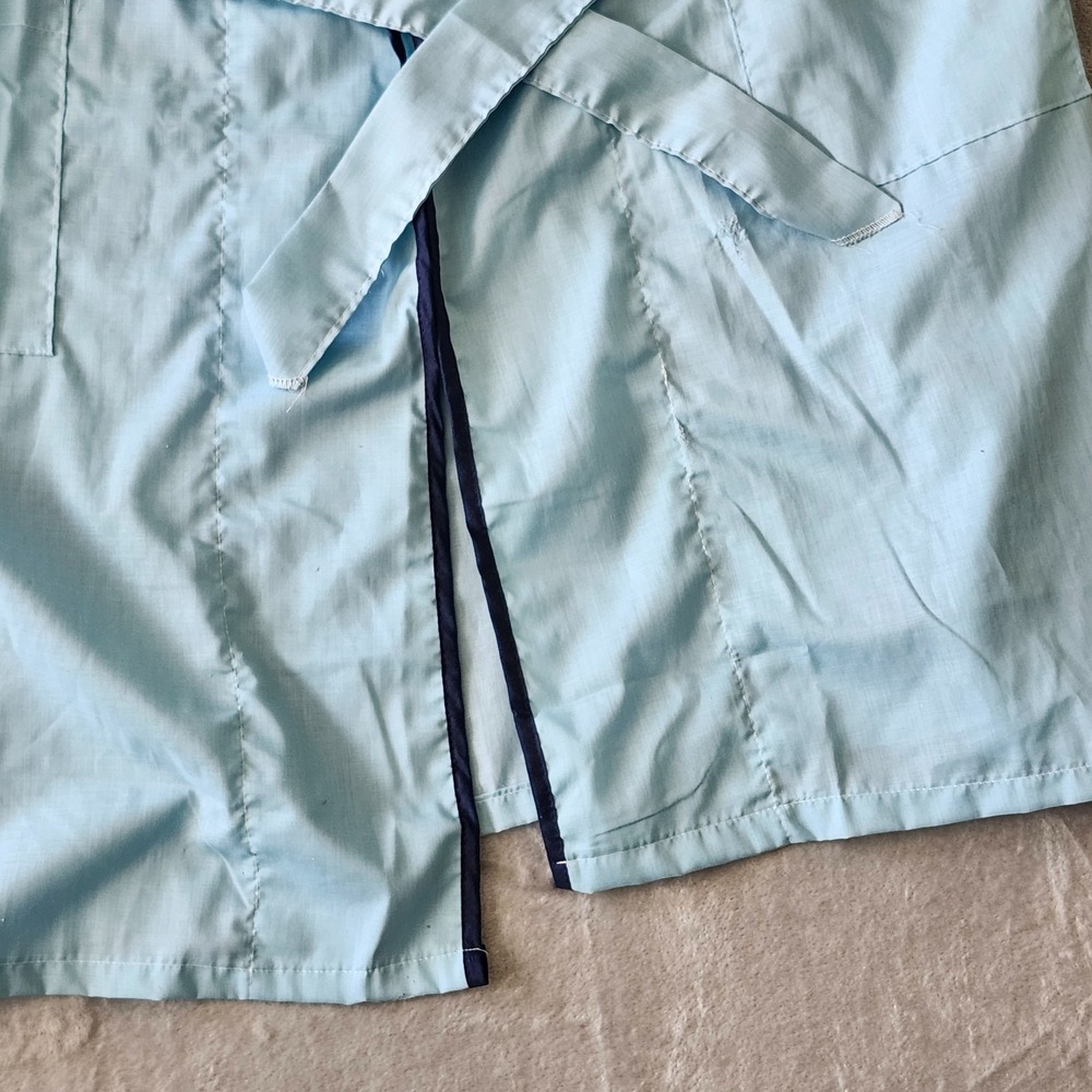 Vintage 1960s/70s Robe Baby Blue w/ Navy Stripe Pockets Men's XL Belt‎ Dad - Picture 4 of 13